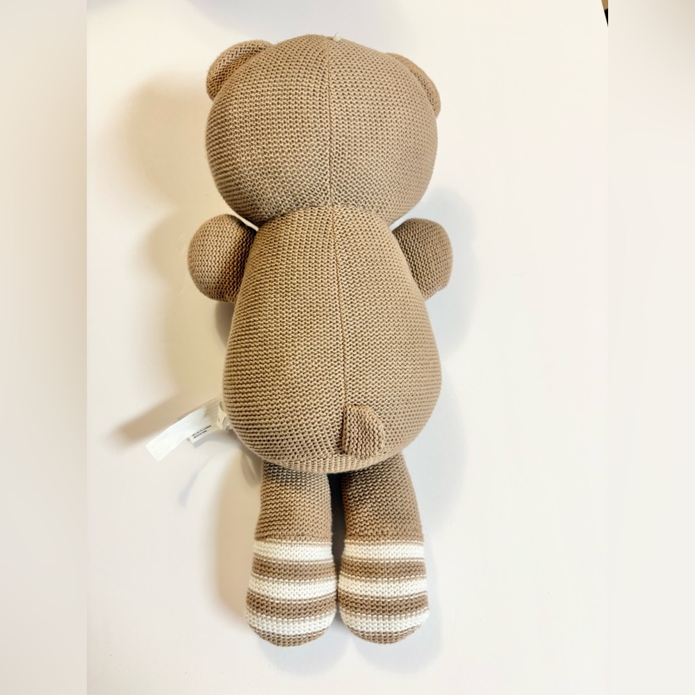 Brady Bear Adorable Tan Teddy Bear with Blue Bow Tie and rattle inside - Picture 6 of 9
